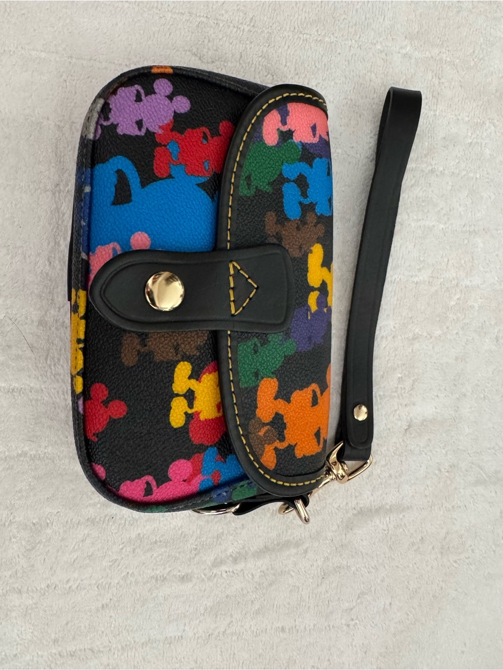 Dooney & Bourke Black Multicolor Character Wristlet